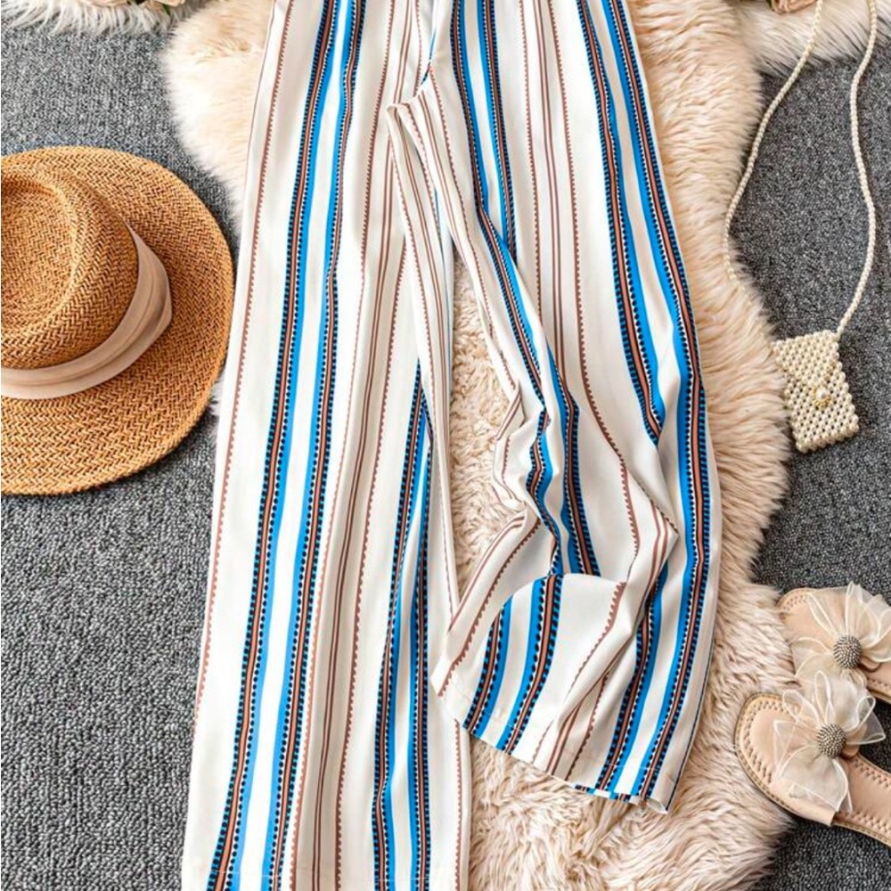 Striped Wide-Leg Pants
